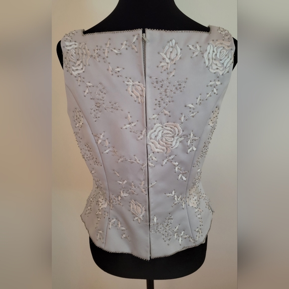 Vintage beaded corselet style crop tunic Zola Evening sz 8 - Picture 3 of 8